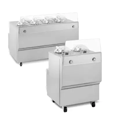 Ice cream batch freezer and display counters