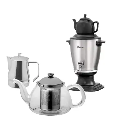 Teapots and milk and cream servers and coffee pots