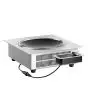 Built-in induction wok plate - Mod IW35-EB - Suitable for M5 shelf - Cooking zone in glass-ceramic ø 26 cm - 10 power levels - Temperature range 60°/240°C - Single-phase power supply 230V/1/50-60Hz - Power kW 3,5 - Dimensions mm L 370 x D 390 x 135 H - We