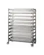 Stainless steel trolley for rods and grids - N. 10 shelves cm L 118 x D 50 x 163 h - For Mod. Planetary