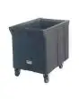ICE TROLLEY BIN - Moulded food grade plastic trolley - insulated on the interior to perfectly preserve ice - Supplied on n. castors with pedal block - with front handle for water drain when not in movement -