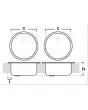 N. 2 DROP-IN ROUND SINKS WITH DRAIN FOR BACK BAR COUNTERS WITH POSTFORMING WORKTOP - FOR BASE UNITS DEPTH Cm 55 e 63 - SINK DIAMETER Ø 38 x 18 (h) x 2,35 (i) cm