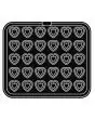 HEART-SHAPED PLATE FOR COOKMATIC - MOD. 1 - IN ALUMINIUM - NON-STICK - Dimensions cm L 38 x D 33 - ADAPTABLE TO COOKMATIC SPECIAL - Top dimensions cm 4,6 x 4,5 - Bottom dimensions cm 2,7 x 2,6 - H cm 1,8 - SMOOTH - No. 30 HEART MOULDS - WALL THICKNESS 3 m