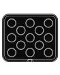 ROUND PLATE FOR COOKMATIC - MOD. 24 - IN ALUMINIUM - NON-STICK - Dimensions cm L 38 x D 33 - ADAPTABLE TO COOKMATIC SPECIAL - Top dimensions cm ø 6 - Bottom dimensions cm ø 5,7 - H cm 2 - SMOOTH - No. 13 ROUND MOULDS - WALL THICKNESS 3,5 mm - BOTTOM THICK