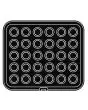 ROUND PLATE FOR COOKMATIC - MOD. 42 - IN ALUMINIUM - NON-STICK - Dimensions cm L 38 x D 33 - ADAPTABLE TO COOKMATIC SPECIAL - Top dimensions cm ø 4,3 - Bottom dimensions cm ø 3,1 - H cm 1,7 - SMOOTH - No. 30 SMALL ROUND MOULDS - WALL THICKNESS 3,5 mm - BO