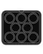 ROUND PLATE FOR COOKMATIC - MOD. 6 - IN ALUMINIUM - NON-STICK - Dimensions cm L 38 x D 33 - ADAPTABLE TO COOKMATIC SPECIAL - Top dimensions cm ø 9,8 - BOTTOM cm ø 7,8 - H cm 1,7 - RIBBED - No. 8 ROUND MOULDS - WALL THICKNESS 3 mm - BOTTOM THICKNESS 4 mm