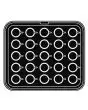 SPECIAL-SHAPED PLATES FOR COOKMATIC - MOD. 8 - IN ALUMINIUM - NON-STICK - Dimensions cm L 38 x D 33 - ADAPTABLE TO COOKMATIC SPECIAL - Top dimensions cm ø 5,7 - Bottom dimensions cm ø 2,6 - H cm 2,3 - SMOOTH - No. 25 CUP-SHAPED MOULDS - WALL THICKNESS 3 m