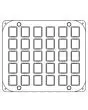 PÂTE À CHOUX PLATE FOR COOKMATIC CYLINDER-SHAPED - MOD. PIASTRACHOUX02 - DIMENSIONS cm L 38 x P 33 - DIM. FOOTPRINT ø cm 3,2 x 4 - N. 30 IMPRESSIONS - RAW WEIGHT g 8 - COOKED WEIGHT g 4 - RAW WEIGHT g 25