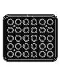 ROUND PLATE FOR COOKMATIC - MOD. O - IN ALUMINIUM - NON-STICK - Dimensions cm L 38 x D 33 - ADAPTABLE TO COOKMATIC SPECIAL - Top dimensions cm ø 4,6 - Bottom dimensions cm ø 3 - H cm 2 - SMOOTH - No. 30 SMALL ROUND MOULDS - WALL THICKNESS 4 mm - BOTTOM TH