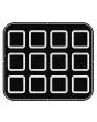 SQUARE PLATED FOR COOKMATIC - MOD. U - IN ALUMINIUM - NON-STICK - Dimensions cm L 38 x D 33 - ADAPTABLE TO COOKMATIC SPECIAL - Top dimensions cm 6,9 x 6,9 - Bottom dimensions cm 6,2 x 6,2 -H cm 1,5 - SMOOTH - No. 12 SMALL-SIZED SQUARE MOULDS - WALL THICKN
