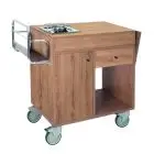 FLAMBE TROLLEY - MOD. 1160S - VENEERED CHIPBOARD STRUCTURE - SINGLE STAINLESS STEEL GAS HOB - GAS CYLINDER COMPARTMENT WITH DOOR - CUTLERY DRAWER - FOLDING SIDE - BOTTLE HOLDER - DIMENSIONS WHEN OPEN cm L123XD50x87H - DIMENSIONS WHEN CLOSED cm L95XD50x87H