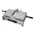 INTERCHANGEABLE SINGLE WAFFLE MAKER - MOD. 2351532EU - FLIPS 180° - CERAMIC-COATED ALUMINIUM - SHAPE: N. 2 RECTANGULAR WAFFLES cm 10,5 x 16,5 x 2,34 - SUPPLY V 230/50Hz SINGLE PHASE - POWER W 2000 - DIMENSIONS Cm L 42 x D 30 x h 19 - EC STANDARDS