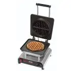 SINGLE WAFFLE MAKER - MOD. 2351832EU - TEFLON-COATED ALUMINIUM- SHAPE: N. 1 ROUND WAFFLE Ø cm 18, 4 PARTS - SUPPLY V 230/50Hz SINGLE PHASE - POWER W 2800 - DIMENSIONS Cm L 32 x D 34 x h 27,5 - EC STANDARDS