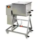 TWIN PADDLE MEAT MIXER ON TROLLEY - MOD. F100/2P - Capacity: 100 Kg - Power 1.8 kW - Weight Kg 110 - Dimensions cm. L 116 x D 57 X h 104 - EC standards