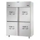 UPRIGHT FRIDGE - STAINLESS STEEL AISI 304 - VENTILATED COOLING - REFRIGERATED LT+LT - Mod. A4 I4 MID NN - CAPACITY Lt 1380 - 4 DOORS - TEMPERATURE LT -18°/-22°C - Dimensions cm L 142 x D 80 x H 203/210 - EC Standards