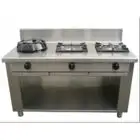 GAS EURASIA COOKER, 3 BURNERS  - MOD. PAP03 - Entirely made to measure - Open cupboard - Smooth cooktop - Gas power choices kW 3,0/4,5/7,5/9,5/14/21 - Dimensions: cm L 150 x D 70 x H 85 - CE approved