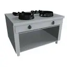 GAS EURASIA COOKER, 4 BURNERS, CONTROLS ON BOTH SIDES - MOD. PAP042E - Entirely made to measure - Open cupboard - Smooth cooktop - Gas power choices kW 3,0/4,5/7,5/9,5/14/21 - Dimensions: cm L 100 x D 110 x H 85 - CE approved