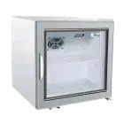 UNDERCOUNTER FRIDGE - PAINTED STEEL - STATIC COOLING - Mod. G-SC50G - CAPACITY Lt 68 - SINGLE GLASS DOOR - TEMPERATURE RANGE +2°/+8°C - Dimensions cm L57 x D53,3 x h53 - CE APPROVED