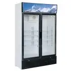 UPRIGHT FRIDGE - PAINTED METAL EXTERIOR - FOR SNACK BARS - STATIC COOLING - Mod. G-SNACK638L2TNG - CAPACITY Lt 620 - DOUBLE GLASS DOOR - TEMPERATURE RANGE +1°/+8°C - Dimensions cm L119,8 x D53 x h188 - CE APPROVED