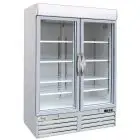UPRIGHT FREEZER - PAINTED METAL EXTERIOR - FOR SNACK BARS - VENTILATED COOLING - Mod. G-SNACK930BTG - CAPACITY Lt 1078 - DOUBLE GLASS DOOR - TEMPERATURE RANGE -18º/-22ºC - Dimensions cm L137 x D63 x h213 - CE APPROVED