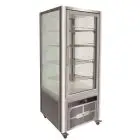 VERTICAL REFRIGERATED DISPLAY - STAINLESS STEEL AISI 430 - DOUBLE GLAZING ON 4 SIDES - Mod. G-VGP400R - VENTILATED COOLING - CAPACITY Lt 408 - TEMPERATURE RANGE +2°/+8°C - Dimensions cm L70,6 x D74 x h180 - CE APPROVED