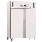 UPRIGHT FREEZER - PAINTED STEEL/ALUMINIUM EXTERIOR - STATIC COOLING - Mod. G-GNB1200BT - GASTRONORM 2/1 (cm 65x53) - DOUBLE SOLID DOOR - GROSS CAPACITY LT 1104 - TEMPERATURE RANGE -18º/-20ºC - Dimensions cm L134 x D80 x h201 - CE APPROVED