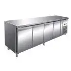 REFRIGERATED COUNTER - STAINLESS STEEL AISI 304 - VENTILATED COOLING - Mod. G-GN4100BT - GASTRONORM 1/1 (cm 53x32,5) - N. 4 SOLID DOORS - GROSS CAPACITY Lt 553 - TEMPERATURE RANGE -18º/-22ºC - Dimensions cm L223 x D70 x h86 - CE APPROVED