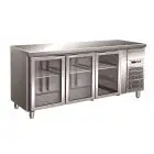 REFRIGERATED COUNTER - STAINLESS STEEL AISI 304 - VENTILATED COOLING - Mod. G-GN3100TNG - GASTRONORM 1/1 (cm 53x32,5) - TRIPLE GLASS DOOR - GROSS CAPACITY Lt 417 - TEMPERATURE RANGE +2°/+8°C - Dimensions cm L179,5 x D70 x h86 - CE APPROVED