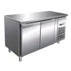 REFRIGERATED COUNTER - STAINLESS STEEL AISI 304 - FOR SNACK BARS - VENTILATED COOLING - Mod. G-SNACK2100TN - DOUBLE SOLID DOOR - GROSS CAPACITY Lt 228 - TEMPERATURE RANGE -2°/+8°C - Dimensions cm L136 x D60 x h86 - CE APPROVED