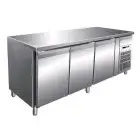 REFRIGERATED COUNTER - STAINLESS STEEL AISI 304 - FOR SNACK BARS - VENTILATED COOLING - Mod. G-SNACK3100TN - TRIPLE SOLID DOOR - GROSS CAPACITY Lt 339 - TEMPERATURE RANGE -2°/+8°C - Dimensions cm L179,5 x D60 x h86 - CE APPROVED