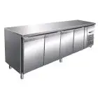 REFRIGERATED COUNTER - STAINLESS STEEL AISI 304 - FOR SNACK BARS - VENTILATED COOLING - Mod. G-SNACK4100TN - N. 4 SOLID DOORS - GROSS CAPACITY Lt 449 - TEMPERATURE RANGE -2°/+8°C - Dimensions cm L223 x D60 x h86 - CE APPROVED