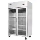 COMPACT UPRIGHT FRIDGE - STAINLESS STEEL - Mod. YCF9402GR - VENTILATED COOLING - CAPACITY LT 900 - N. 2 GLASS DOORS - TEMPERATURE 0°/+8°C - Dim. cm L 120 x D 73 x h 195,5 - CE APPROVED