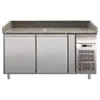 REFRIGERATED PIZZA COUNTER - STAINLESS STEEL AISI 304 - FOR PIZZA CONTAINERS cm 60x40 - VENTILATED COOLING - Mod. G-PZ2600TN - DOUBLE SOLID DOOR - Temperature range +2°/+8°C - Dimensions cm 151X80X100 - CE APPROVED