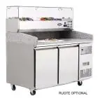 REFRIGERATED PIZZA COUNTER - STAINLESS STEEL - Mod. EPF3495GR/33 - ENERGY CLASS A - WITH PREP UNIT DISPLAY GN 1/4 - SUITABLE FOR PIZZA CONTAINERS cm 60x40 - VENTILATED COOLING - N. 2 DOORS - TEMPERATURE -2°/+8°C - Dim. cm. L 151 x D 80 x h 143,5 - CE APPR