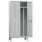 LOCKER WITH CLEAN DIRTY DIVIDER - STEEL LAMINATE PROFILE - THICKNESS 6/10 - MOD. 214/02 - N.2 COMPARTMENTS - N.2 DOORS WITH LARGE AIR VENT - TOP SHELF - UMBRELLA HOLDER - TAG HOLDER - DIM. cm L 100 x D 50 x H 180