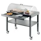 TWO-SHELF TROLLEY - MOD. 6854 - SOLID WOOD LEGS - N. 2 MELAMINESHELVES - PULL-OUT PLATE TRAY - DOME LID OPENS ON TWO SIDES - DIMENSIONS cm L100XD56x110H