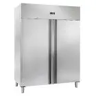 UPRIGHT FREEZER - STAINLESS STEEL - VENTILATED COOLING - Mod. CM 1400 BT - GASTRONORM 2/1 (cm 65 x 53) - Double door - LOCK INCLUDED - CAPACITY L 1400 - TEMPERATURE -18° /-22° C - Dim. cm L 148 x D 83 x h 201 - CE approved