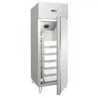 UPRIGHT FRIDGE - STAINLESS STEEL - Static cooling - Mod. AK604FH - Baskets (cm 60 x 40 x 13h) - Single door - CAPACITY L 535 - Temperature -5° /+4° C - Dim. cm L 68 x D 81 x h 201 - CE approved