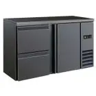 UNDER COUNTER BACK BAR FRIDGE - Mod DD 221 UF - Temperature 0°/+10°C - Capacity of 315 liters - Single-phase power supply V220/1 - Power of 320 W - Dimensions cm L 146,2 x D 51,3 x H 86 - Weight of 89 kg