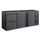 UNDER COUNTER BACK BAR FRIDGE - Mod DD 322 UF - Temperature 0°/+10°C - Capacity of 482 liters - Single-phase power supply V220/1 - Power of 320 W - Dimensions cm L 200,2 x D 51,3 x H 86 - Weight of 106 kg