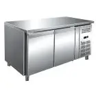 REFRIGERATED TABLE - AISI 304 STAINLESS STEEL - VENTILATED COOLING - Mod. ECZ2100BT - GASTRONORM 1/1 (cm 53 x 32,5) - N. 2 DOORS - CAPACITY Lt 314 - TEMPERATURE -10°/-20°C - Dim. cm. L 136 x D 70 x h 86 - CE approved