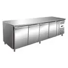 REFRIGERATED TABLE - AISI 304 STAINLESS STEEL - VENTILATED COOLING - Mod. ECZ4100BT - GASTRONORM 1/1 (cm 53 x 32,5) - N. 4 DOORS - CAPACITY Lt 616 - TEMPERATURE -10°/-20°C - Dim. cm. L 223 x D 70 x h 86 - CE approved