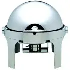 Chafing dish - Mod CD6504 - Polished stainless steel structure - 180° Roll top lid - Alcohol burners - Dimensions L 50 x D 52 x 45 h