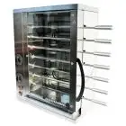 MULTIGRILL - MOD. CEV4 - Stainless steel supporting structure - N. 2 independent armoured heating elements with energy regulator - N. 4 + 3 stainless steel swords - Voltage 400V THREE-PHASE - Power 3,6 KW - Dimensions: cm W 58,7 X D 31,5 X 77 h - CE stand