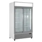 UPRIGHT FRIDGE - PAINTED STEEL - FOR BEVERAGES - VENTILATED - Mod EN1100X2IEUN - CAPACITY OF 888 Lt - 2 SLIDING GLASS DOORS - TEMPERATURE 0/+10°C - DIMENSIONS cm L 113 x D 70 x 202,3 H - CE STANDARD