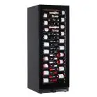 WINE DISPLAY COOLER - Mod EY160I1VD NL - VENTILATED - TEMPERATURE °C +2/+20 - 1 GLASS DOOR - BLACK LACQUERED SHEET METAL STRUCTURE - GROSS CAPACITY Lt. 386 - POWER 130 W - POWER SUPPLY 220/50Hz SINGLE-PHASE - DIMENSIONS cm L 59,5 x D 69 x H 160