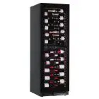 WINE DISPLAY COOLER - Mod. EY180I2VD NL - VENTILATED - TEMPERATURE +2°/+12°C / +12°/+20°C - N. 1 GLASS DOOR - BLACK PAINTED SHEET METAL STRUCTURE - GROSS CAPACITY Lt. 434 - POWER W 130 - POWER SUPPLY 220/50Hz SINGLE-PHASE - DIMENSIONS CM L 59,5 x D 69 x H