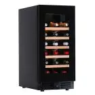 WINE DISPLAY COOLER - Mod EY37I1VD NL - Ventilated - Temperature +2°/+20°C - 1 glass door - Structure in black painted sheet metal - Gross capacity 88 lt - Power 80 W - Power supply 220/50Hz single-phase - Dimensions cm L 38 x D 57,3 x H 82