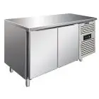 REFRIGERATED TABLE - AISI 304 STAINLESS STEEL - VENTILATED COOLING - Mod CXF2100TN - GASTRONORM 1/1 (cm 53 x 32,5) - N 2 DOORS - CAPACITY Lt 313,5 - TEMPERATURE -2°/+8°C - Dim cm L 136 x D 70 x h 86