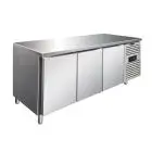 REFRIGERATED TABLE - AISI 304 STAINLESS STEEL - VENTILATED COOLING - Mod CXF3100BT - GASTRONORM 1/1 (cm 53 x 32,5) - N 3 DOORS - CAPACITY Lt 358 - TEMPERATURE -18°/-22°C - Dim cm L 179,5 x D 70 x h 86
